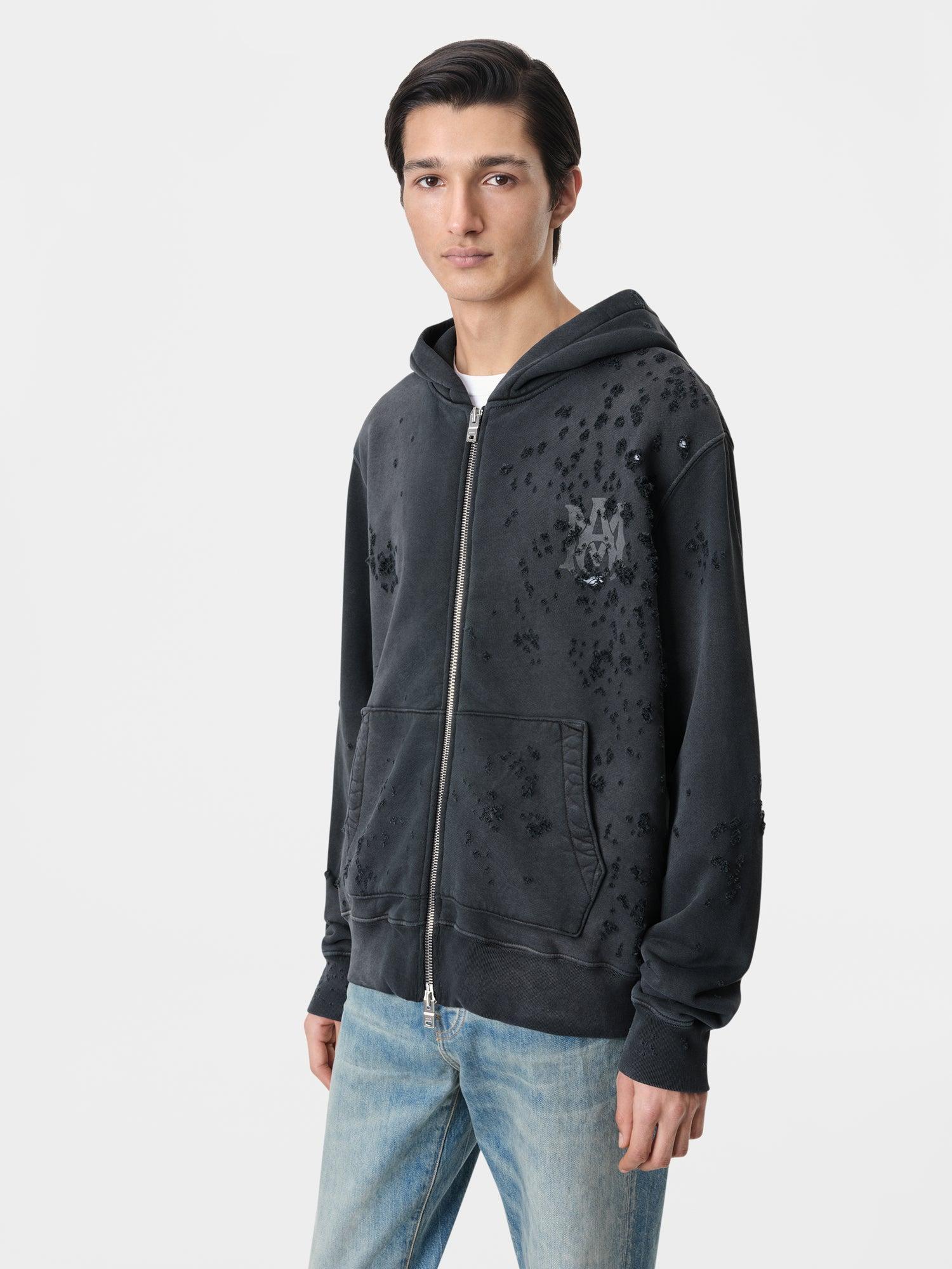 MA LOGO SHOTGUN ZIP HOODIE - Faded Black Male Product Image