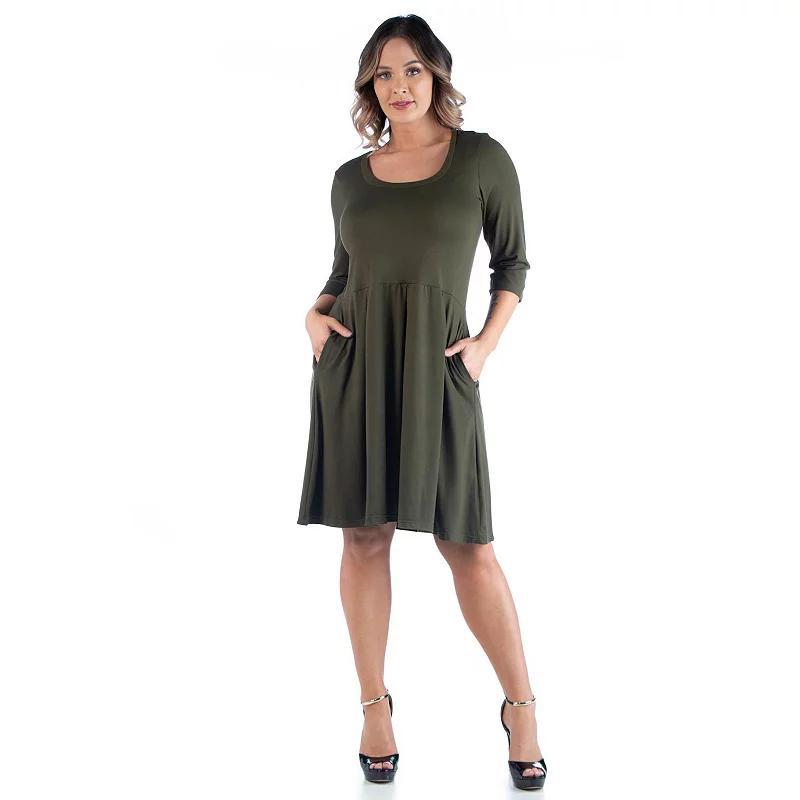 Plus Size 24Seven Comfort Apparel Fit and Flare Dress, Womens Green Product Image