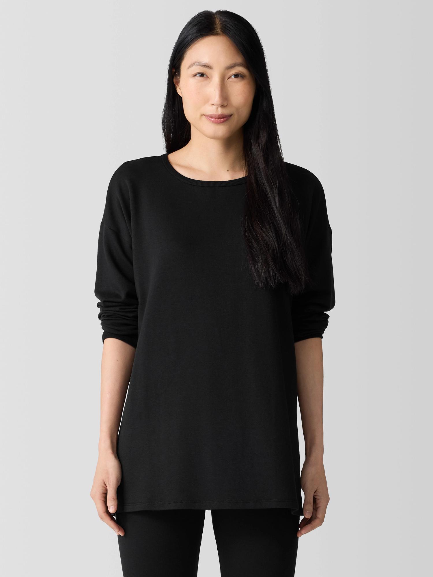 EILEEN FISHER Cozy Brushed Terry Hug Long Box-Topfemale Product Image