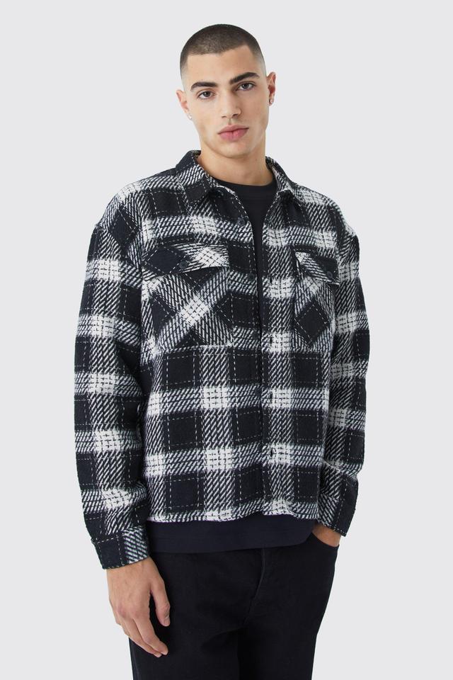 Longsleeve Boxy Check Overshirt | boohooMAN USA Product Image