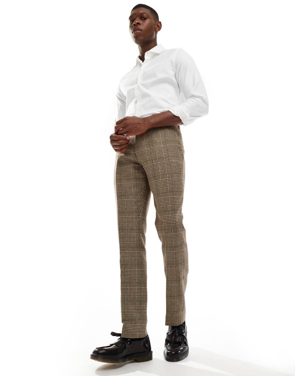 Shelby and Sons tweed slim pants in brown check - part of a set product image