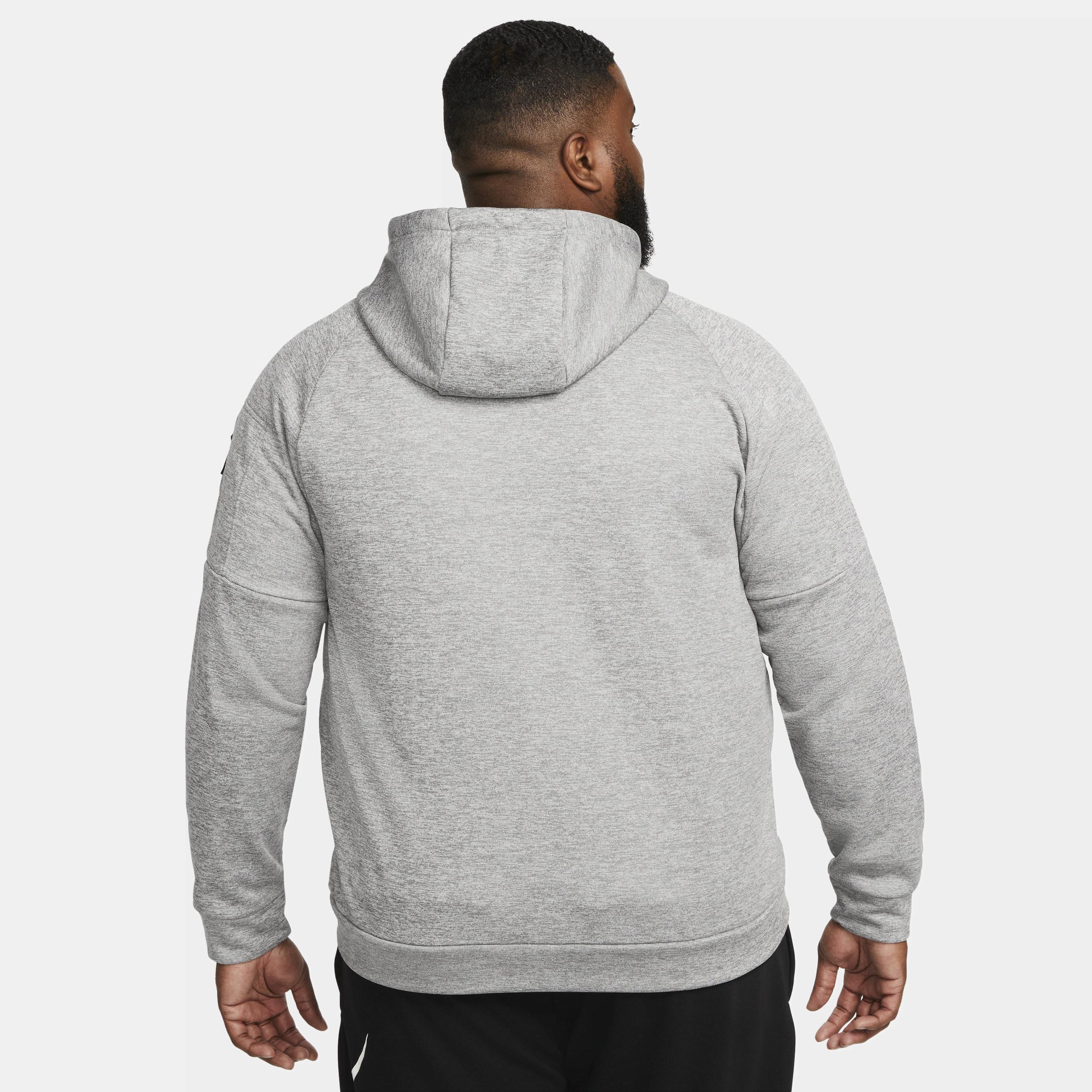 Nike Mens Nike Therma Fleece Full-Zip Hoodie - Mens Black/Particle Grey/Dark Grey Heather Product Image