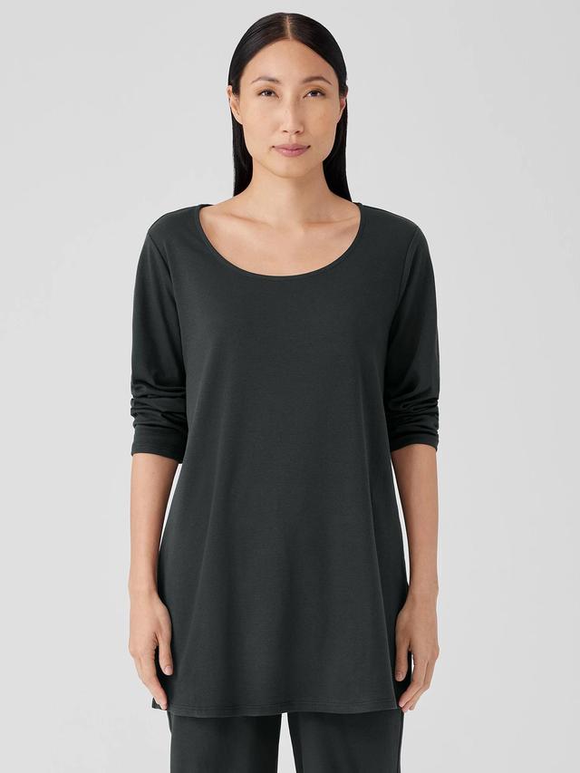 EILEEN FISHER Organic Cotton Interlock Long Sleep Topfemale Product Image