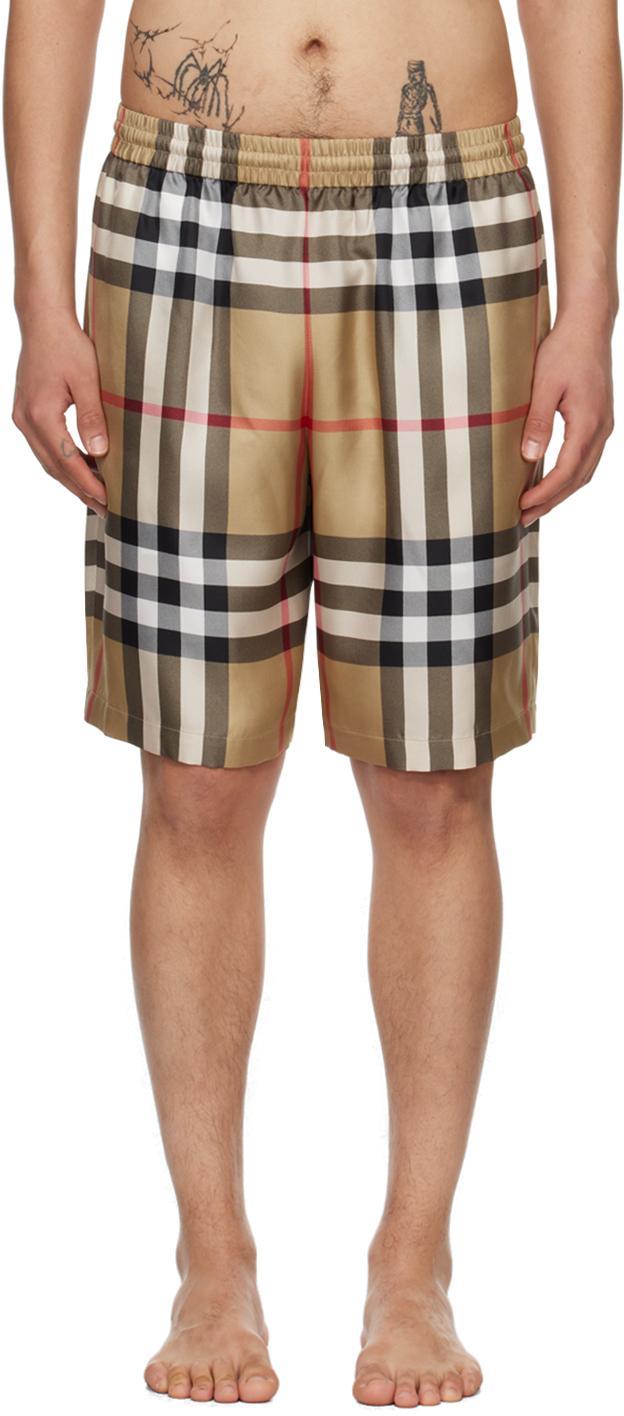 Beige Check Shorts In Archive Beige Ip Chk Product Image