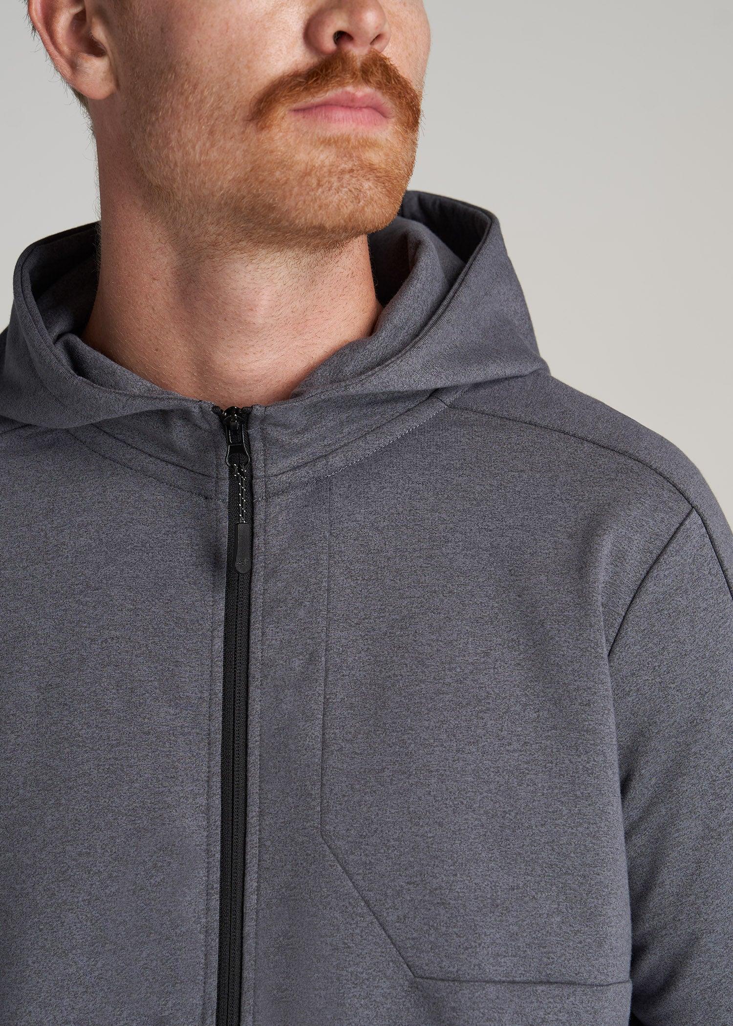 A.T. Performance French Terry Full Zip Hoodie for Tall Men in Tech Charcoal Mix Product Image