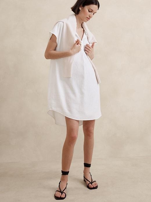 Linen-Blend Popover Mini Dress product image