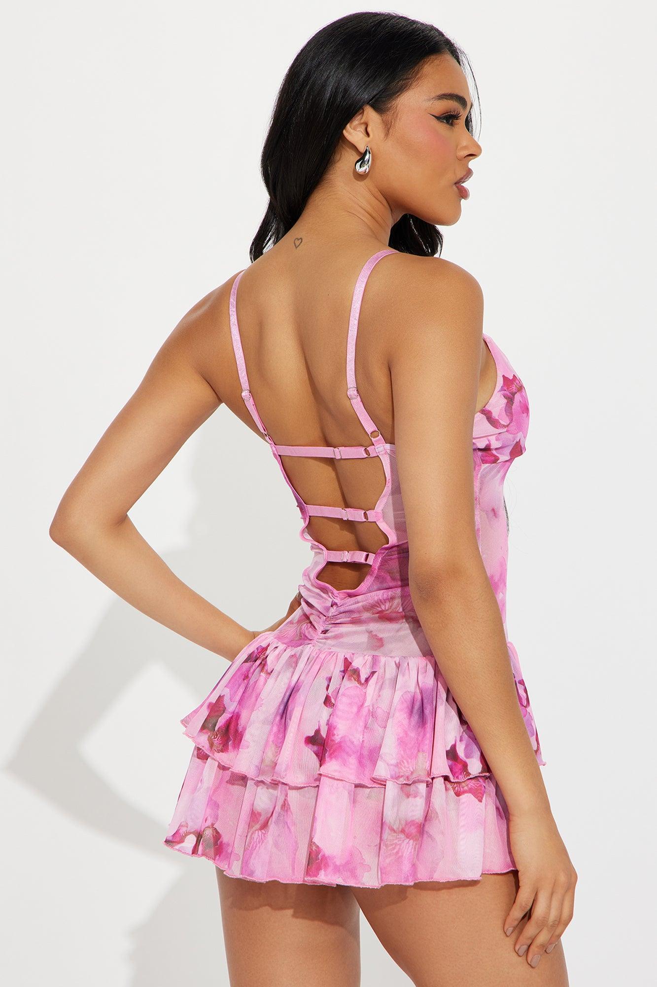 Maxine Mesh Micro Mini Dress - Pink Product Image