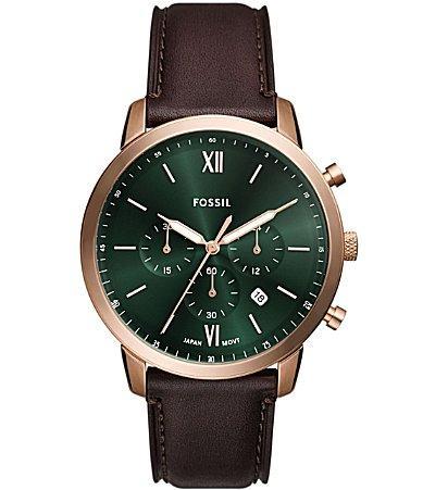 Fossil Mens Neutra Chronograph Dark Brown Leather Strap Watch Product Image