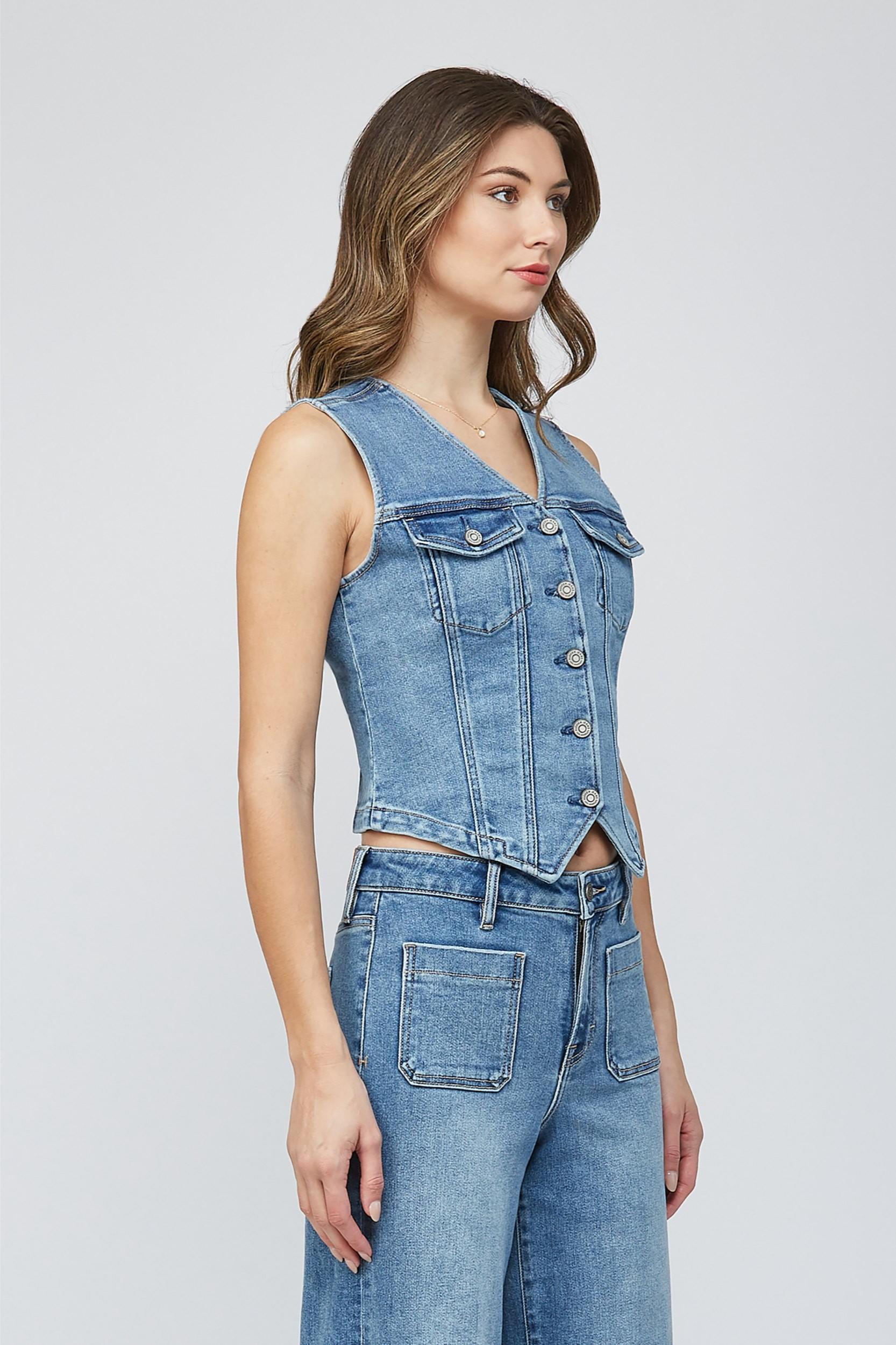 Fitted Denim Vest Product Image