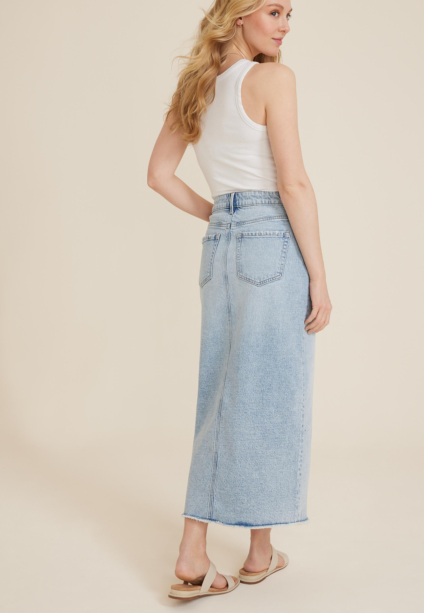 m jeans by maurices™ Light High Rise Denim Maxi Skirt Product Image