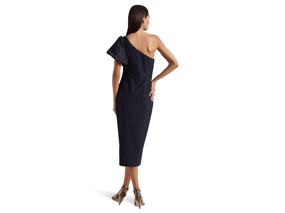 LAUREN Ralph Lauren One-Shoulder Crepe Cocktail Dress (Lauren Navy) Women's Clothing Product Image