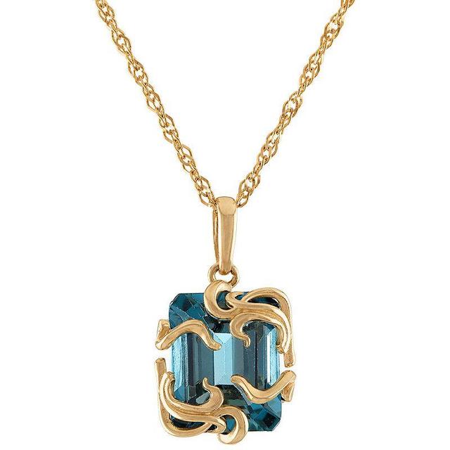 Tiara 10k Gold London Blue Topaz Medusa Pendant Necklace, Womens Product Image