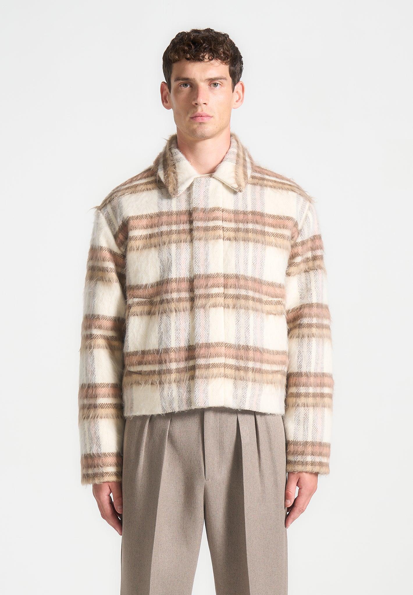 Brushed Checked Jacket - Cream Male Product Image