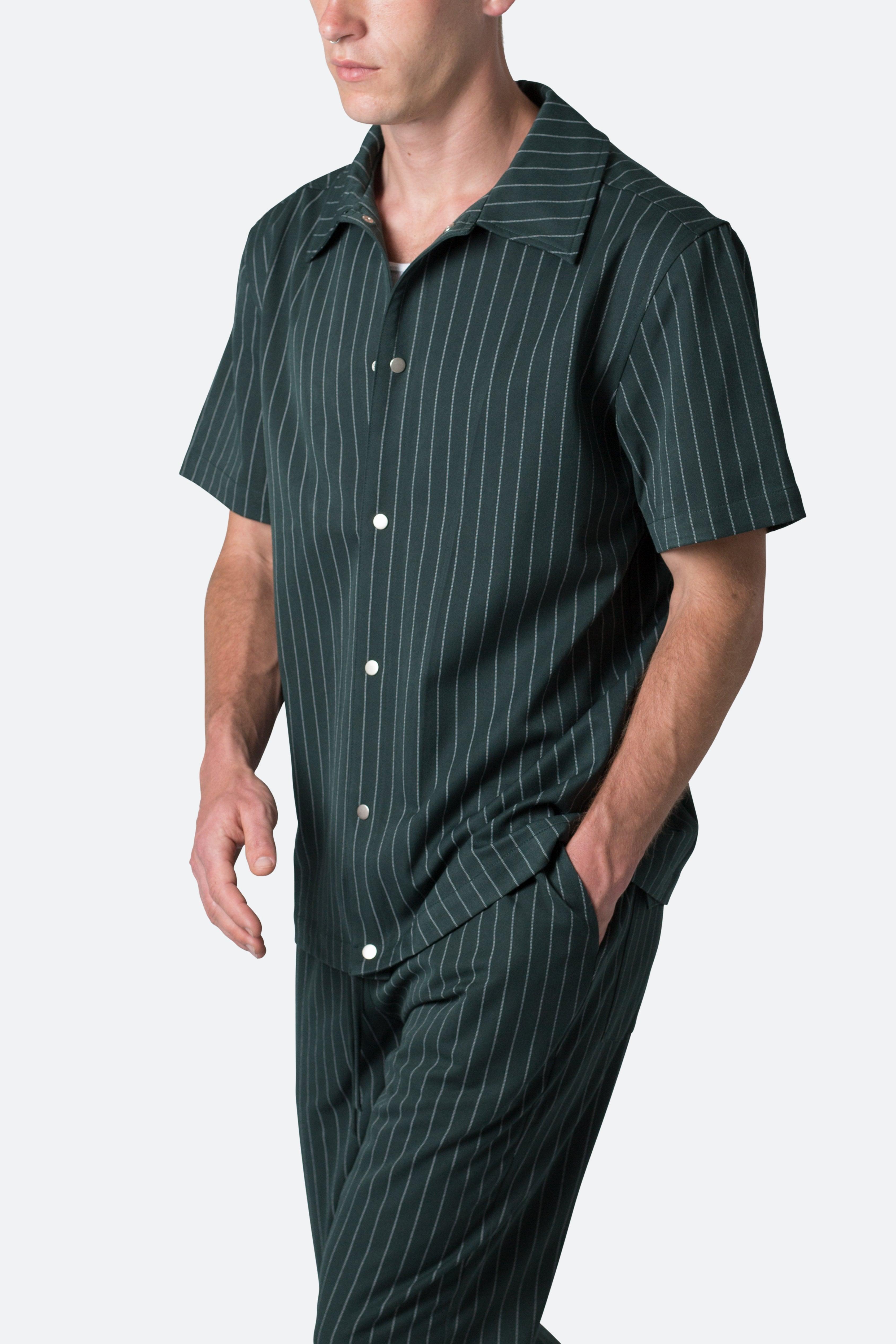 Pinstripe Short Sleeve Shirt - Green Product Image