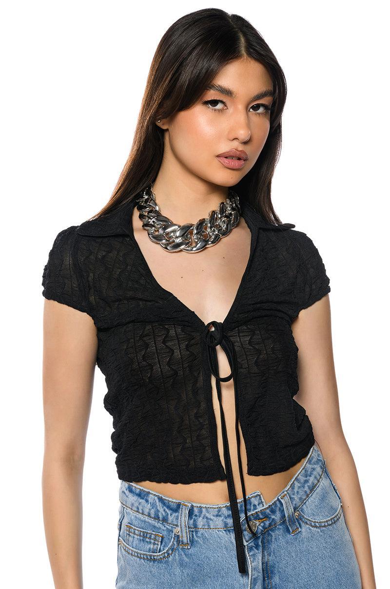 KARLY TIE FRONT MESH TOP product image