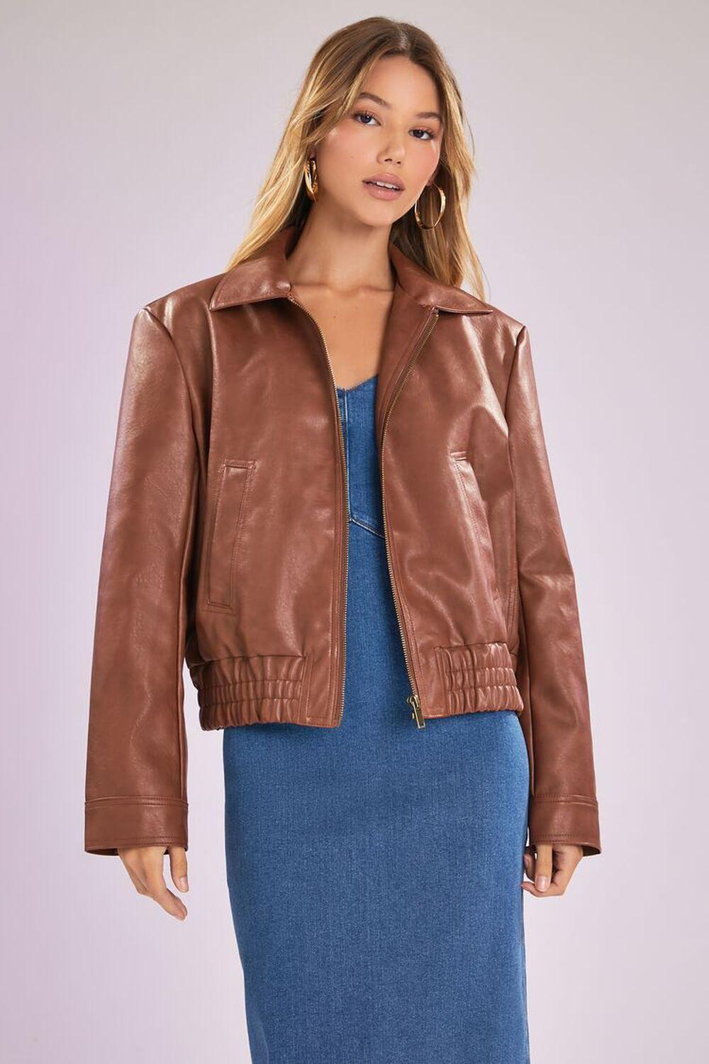 Faux Leather Bomber Jacket | Forever 21 product image