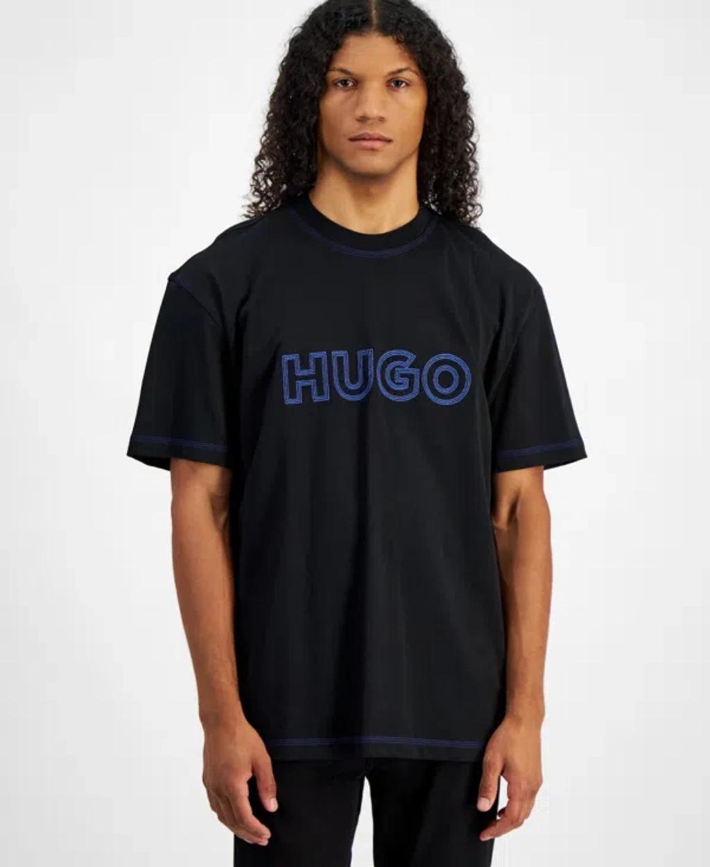 HUGO BOSS Men's Relaxed Fit Short Sleeve Crewneck Logo Graphic T-shirt In Black Product Image