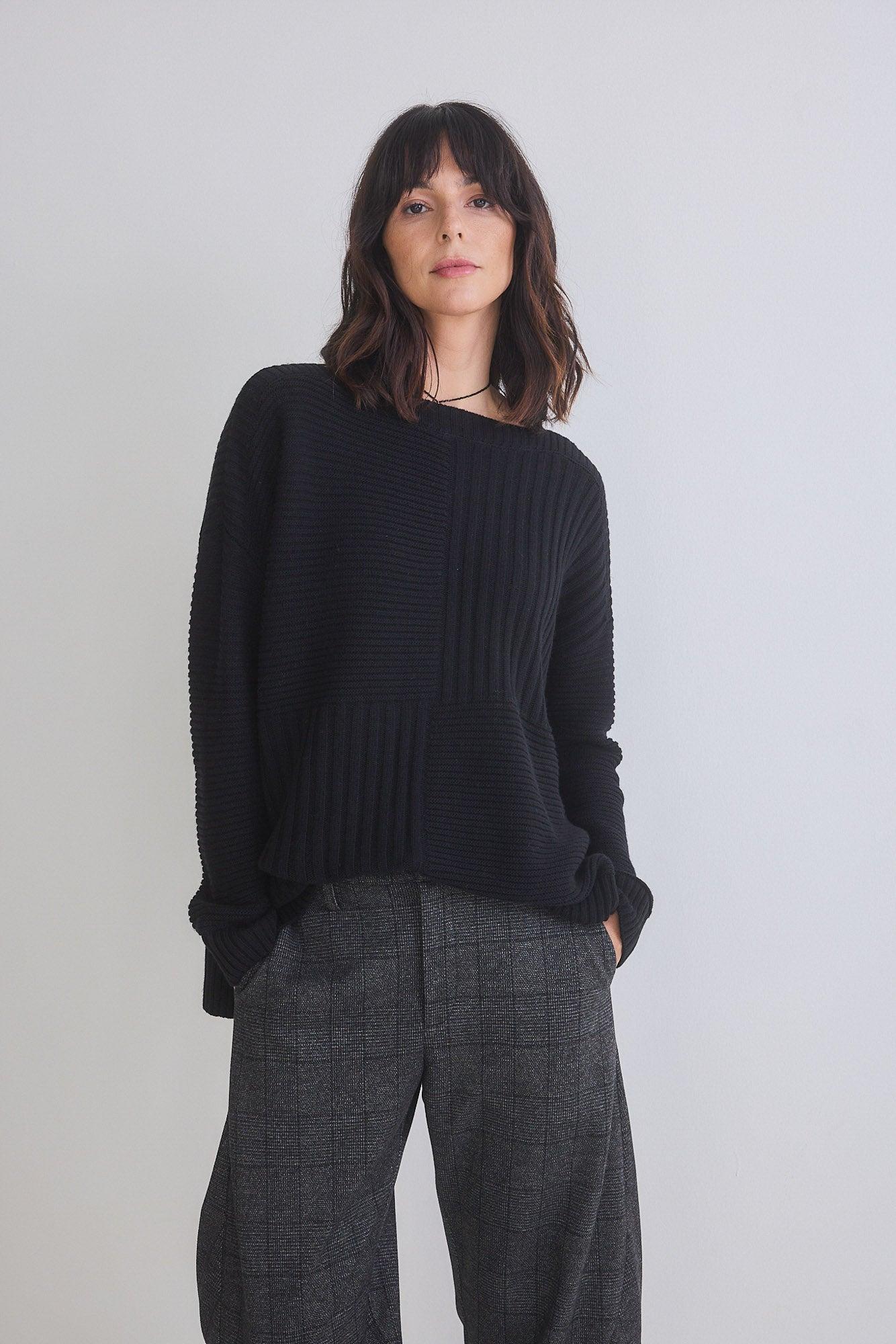 Oversized Mixed Knit Sweater Product Image