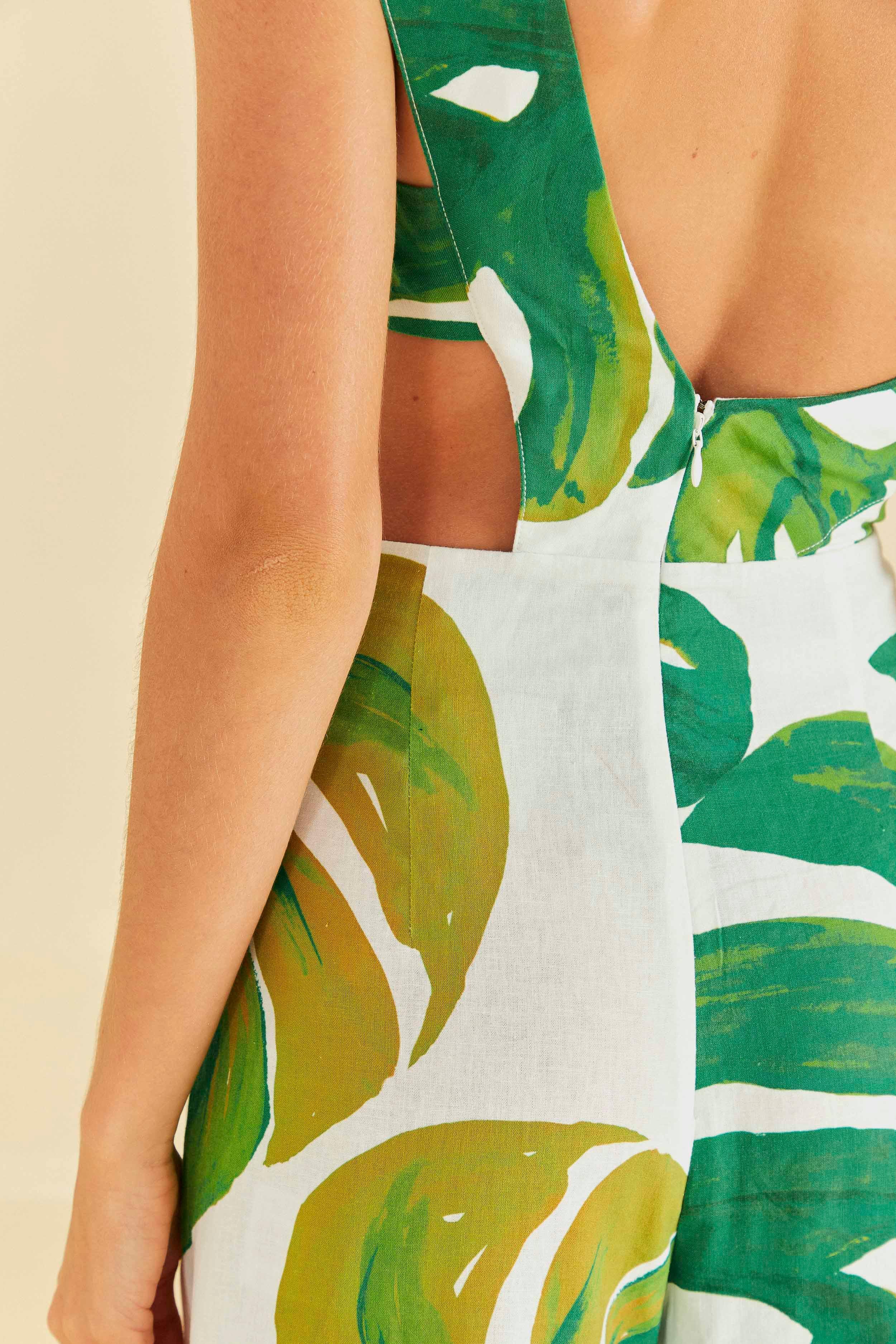 White Monstera One Shoulder Jumpsuit Product Image