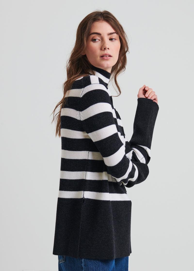 Patrick Assaraf Extra-Fine Merino Stripe Turtleneck Product Image