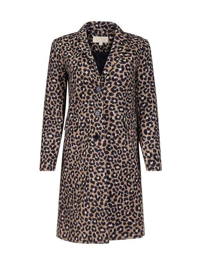 Womens Leopard Jacquard Midi-Coat Product Image