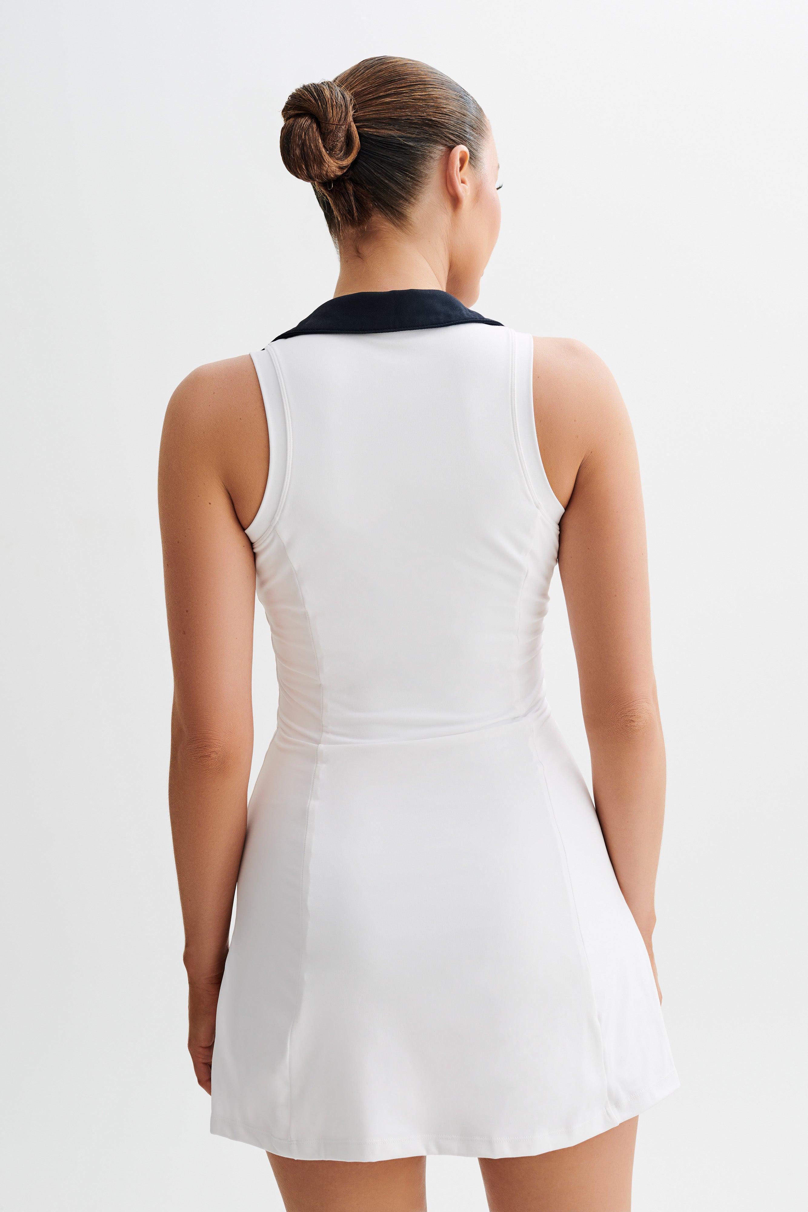 Estelle Sleeveless Collared Active Mini Dress - Black/White Product Image