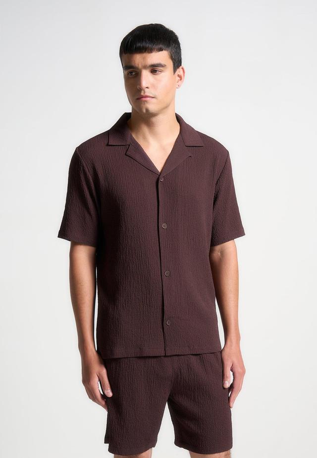 Seersucker Revere Shirt - Brown Male Product Image