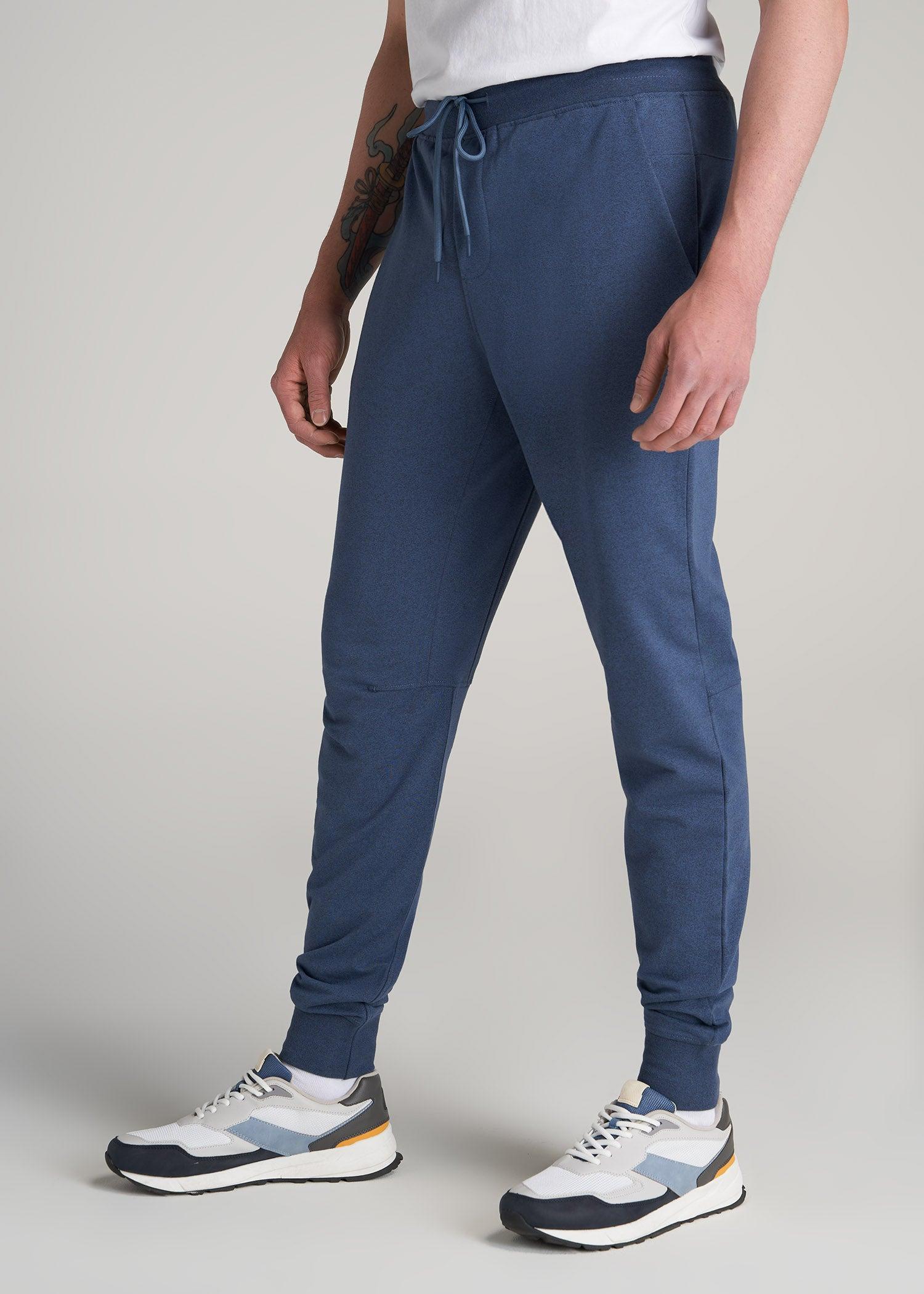 A.T. Performance Slim French Terry Joggers for Tall Men in Tech Navy Mix Product Image