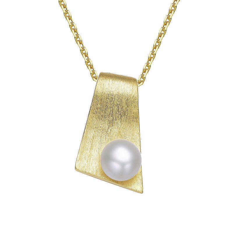 14k Gold Over Sterling Silver Freshwater Cultured Pearl Rectangle Pendant Necklace, Womens Gold Tone Product Image