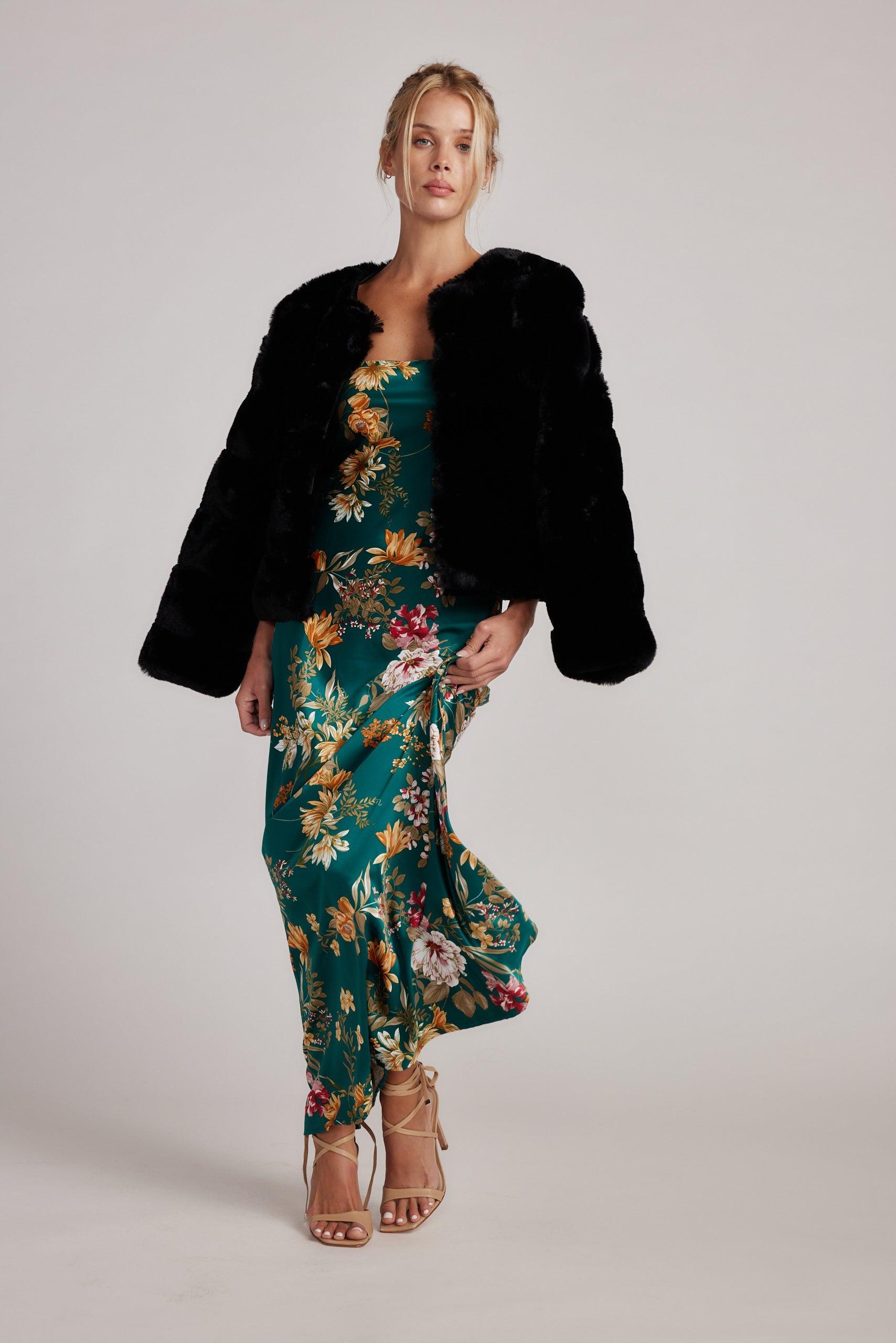 Natalia Emerald Floral Strapless Maxi Dress Product Image