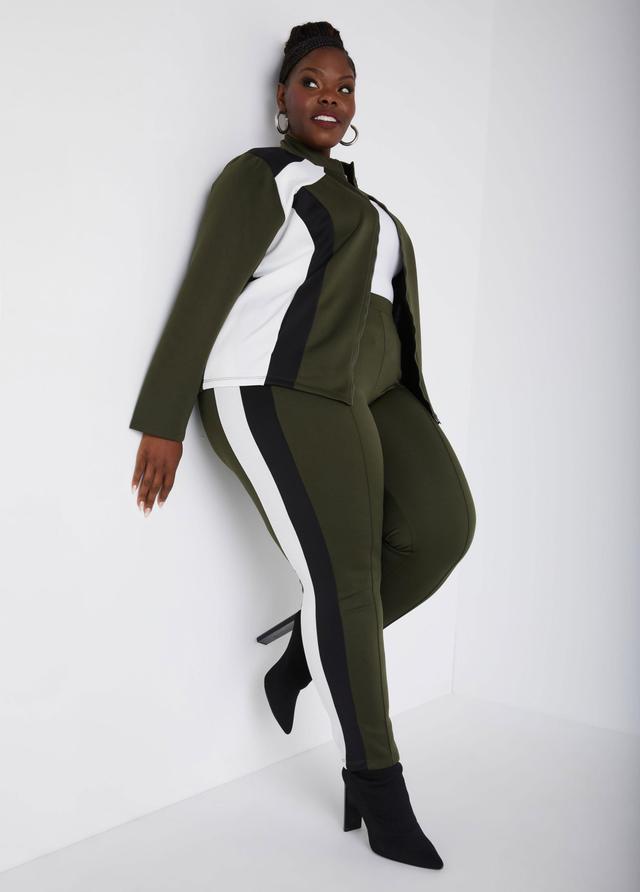 Plus Size Zip Front Colorblock Track Jacket Ashley Stewart Product Image