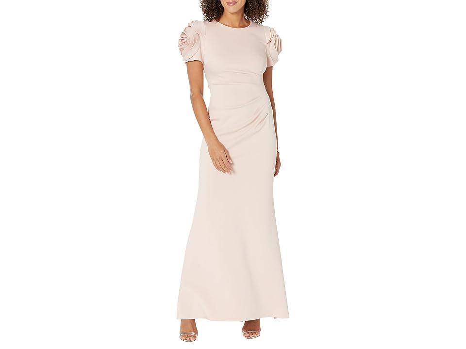 Xscape Ruffle Short Sleeve Scuba Gown Product Image