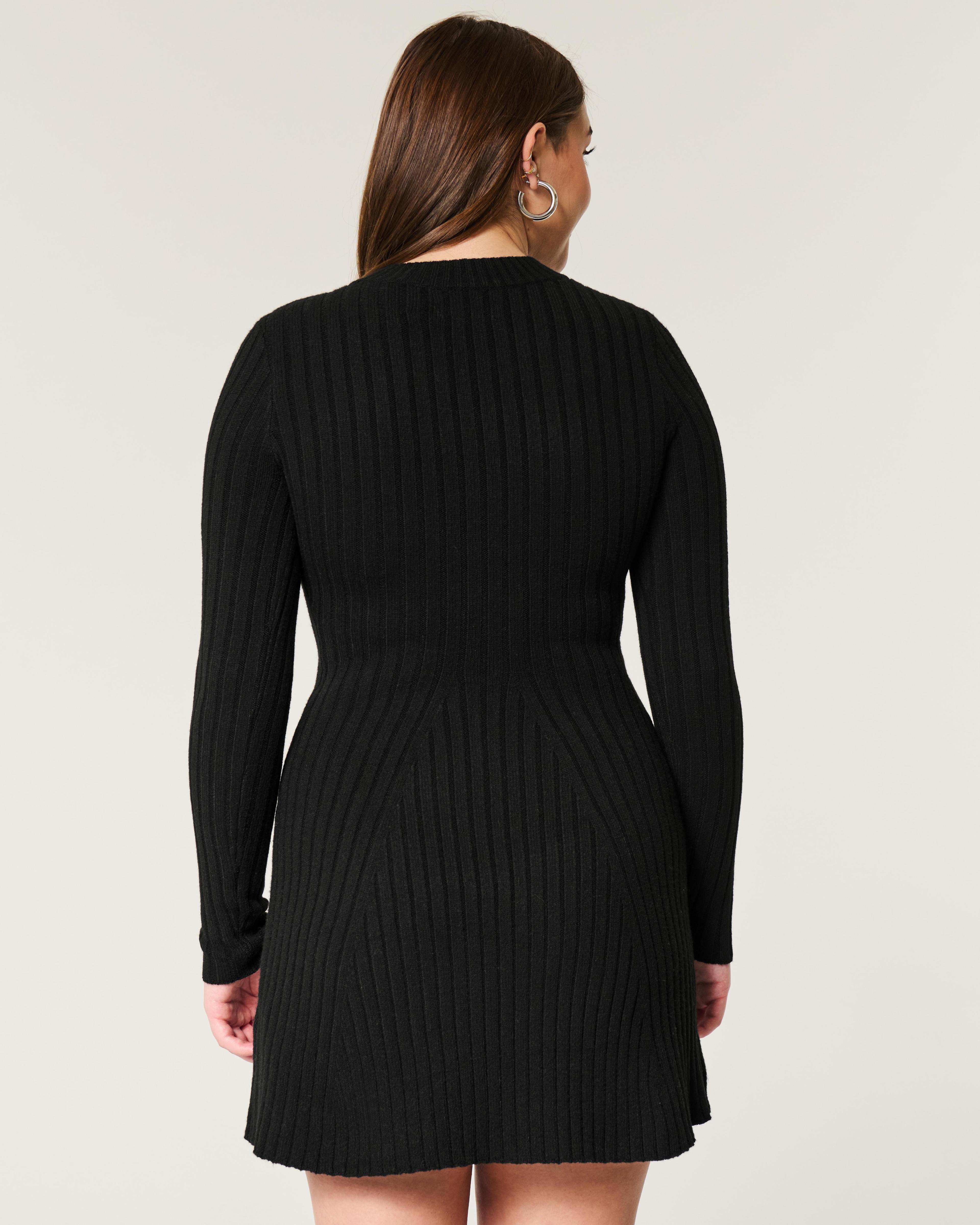 Ribbed Skater Mini Sweater Dress Product Image