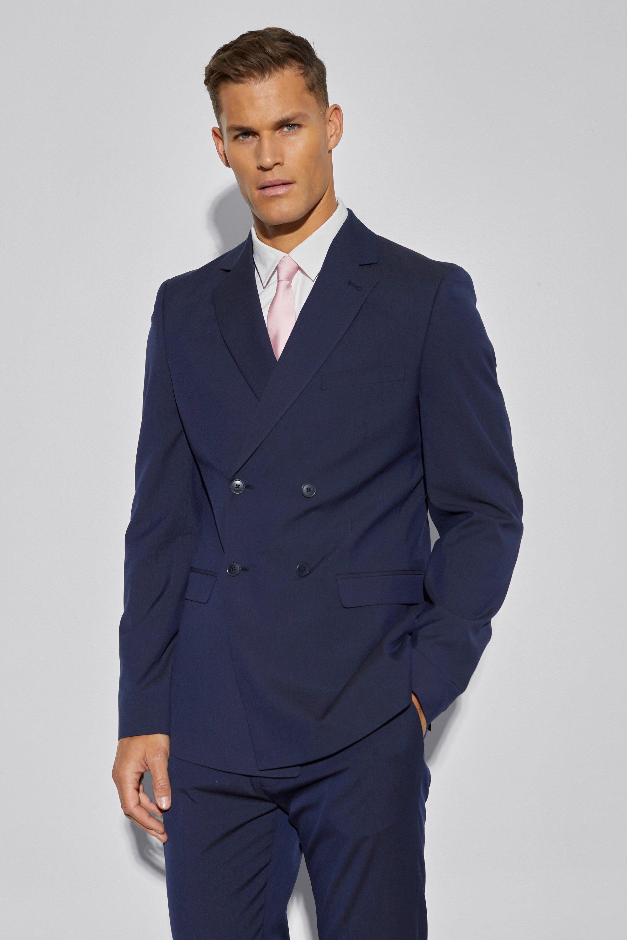 Tall Slim Double Breasted Suit Jacket | boohooMAN USA Product Image