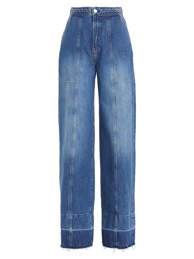 Womens Braided High-Rise Wide-Leg Jeans Product Image