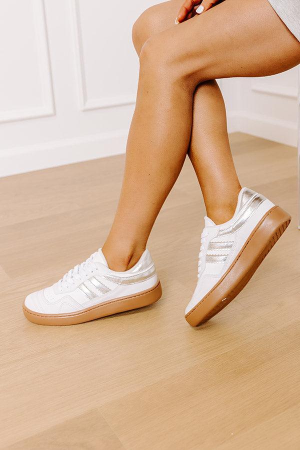 The Kimberly Faux Leather Sneaker in Silver Product Image