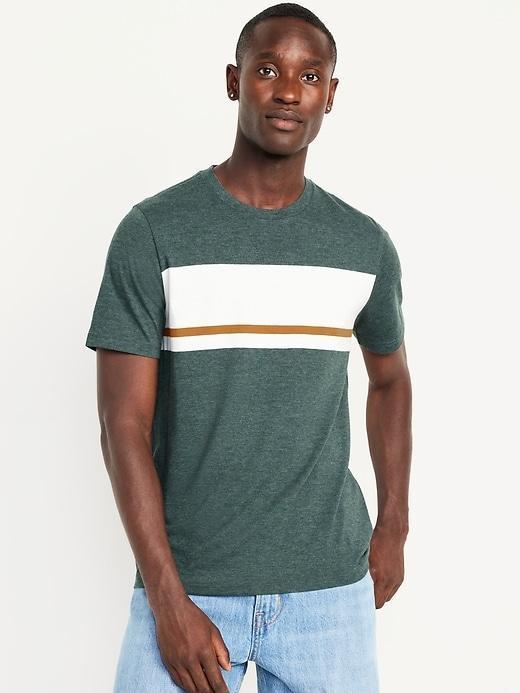 Crew-Neck Striped T-Shirt Product Image