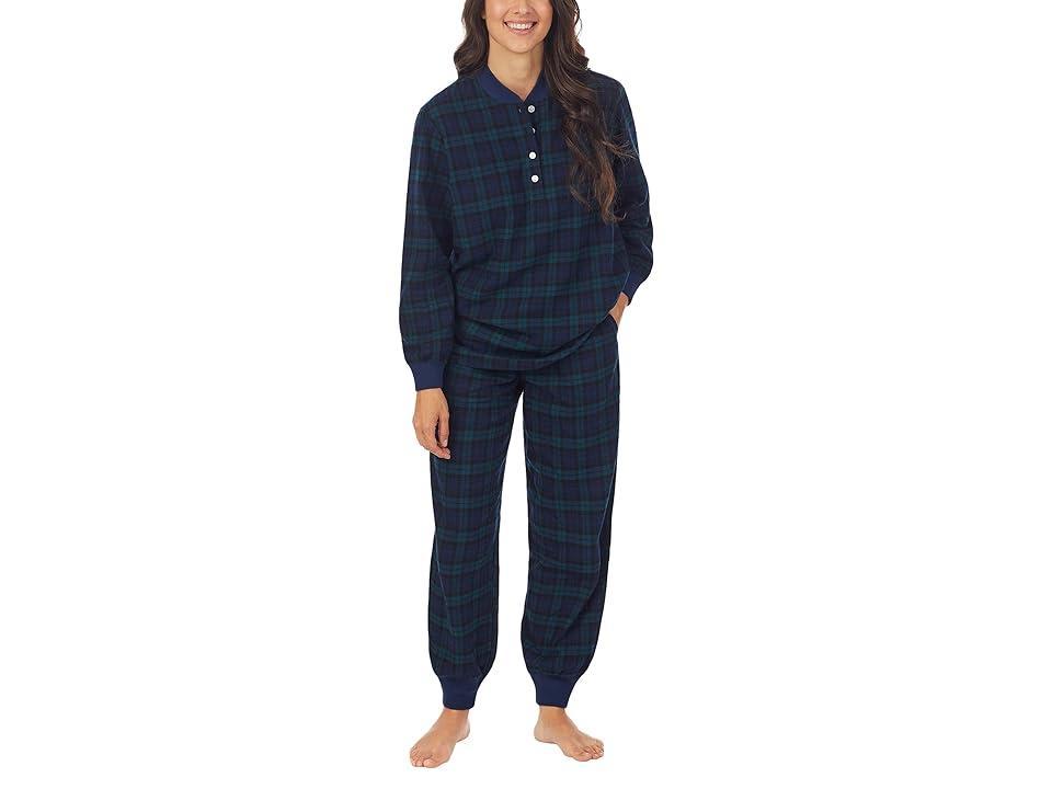 Lanz of Salzburg Flannel Ski Pajama (Blue/Green Watch Plaid) Women's Pajama Sets Product Image