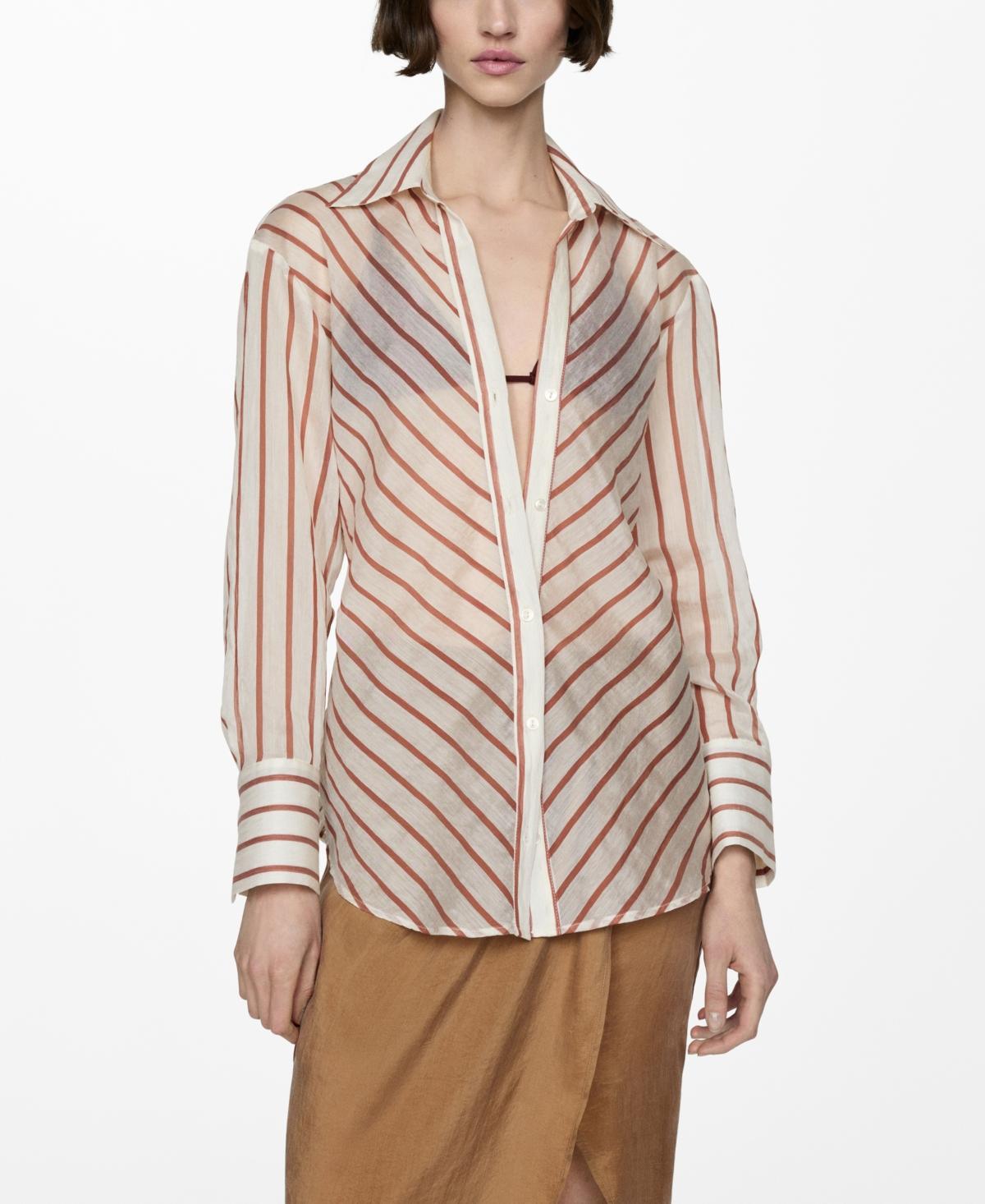 Mango Womens Semitransparent Striped Shirt Product Image