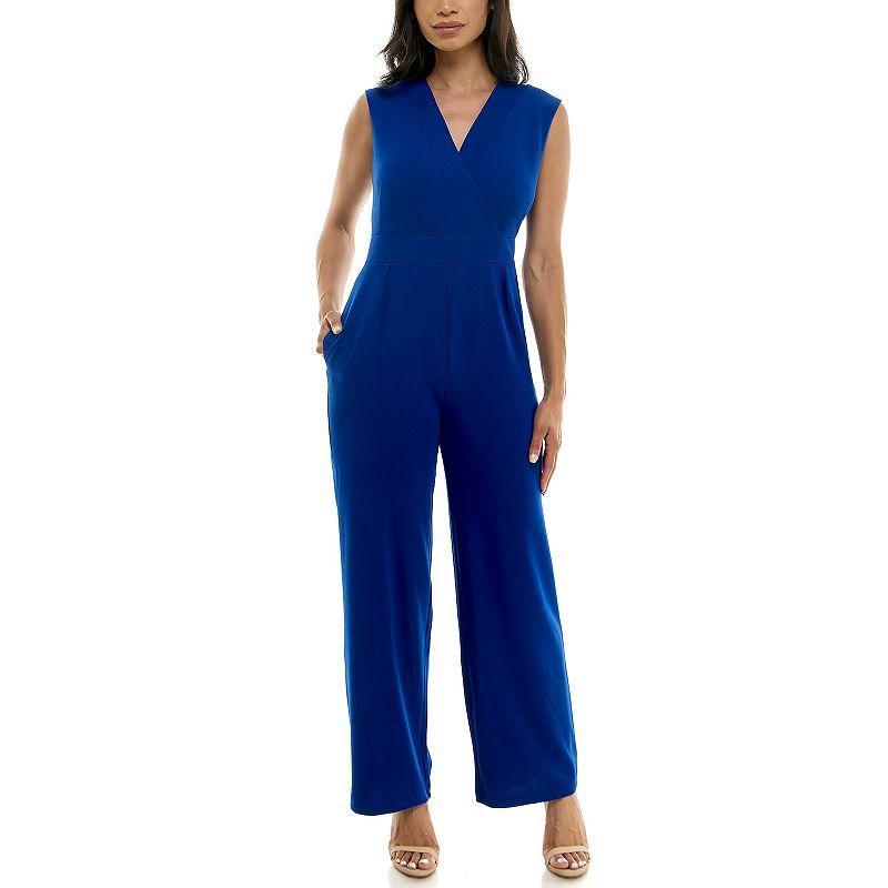 Womens Nina Leonard Surplice Jumpsuit Black Product Image