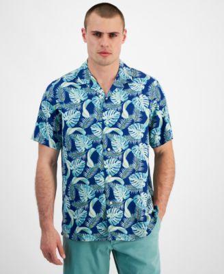 Club Room Mens Hoja Leaf Regular-Fit Printed Button-Down Camp Shirt, Created for Macys Product Image