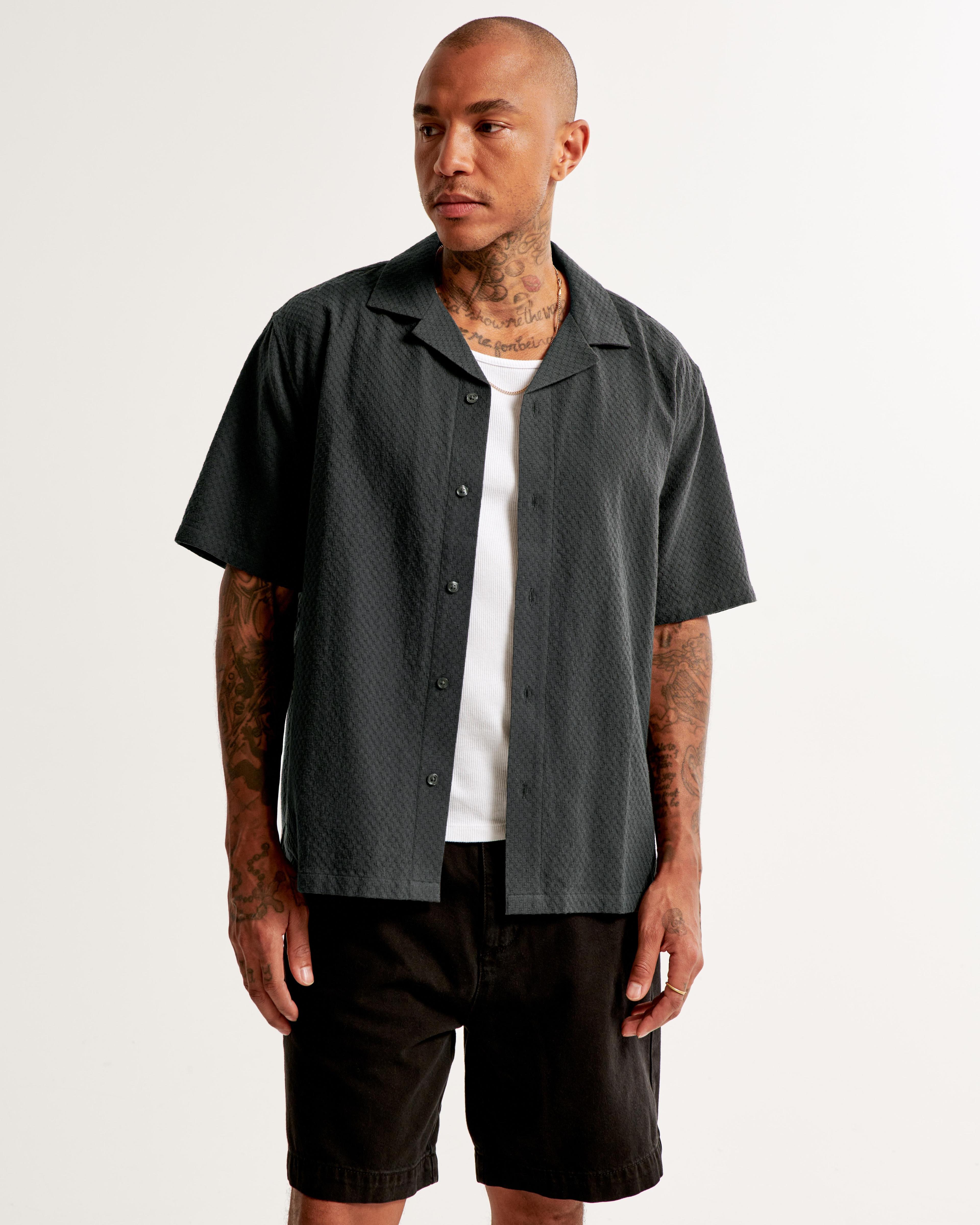 Camp Collar Waffle Button-Up Shirt Product Image