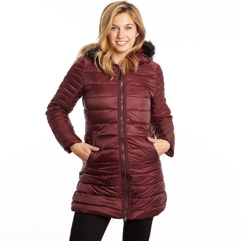 Plus Size Excelled Faux-Fur Hooded Puffer Jacket, Womens Product Image