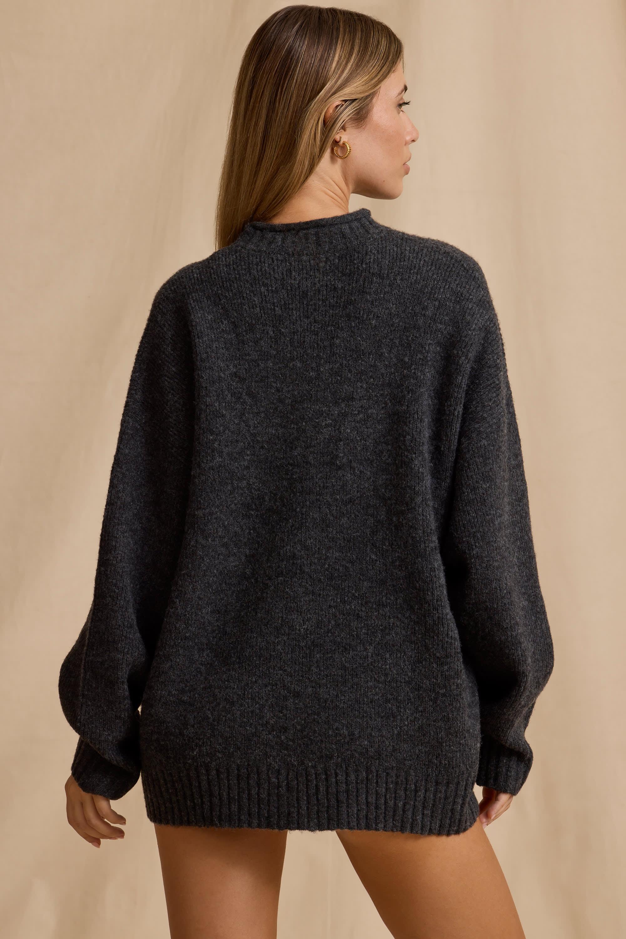 Oversized Knit Jumper in Charcoal Marl Product Image