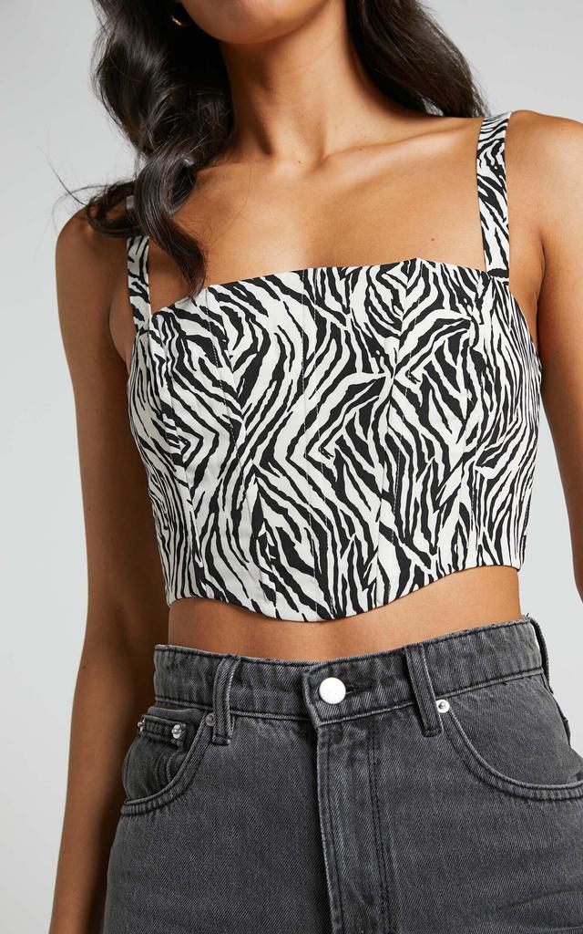 Gizelle Top - Wide Strap Corset Top in Zebra Print Product Image