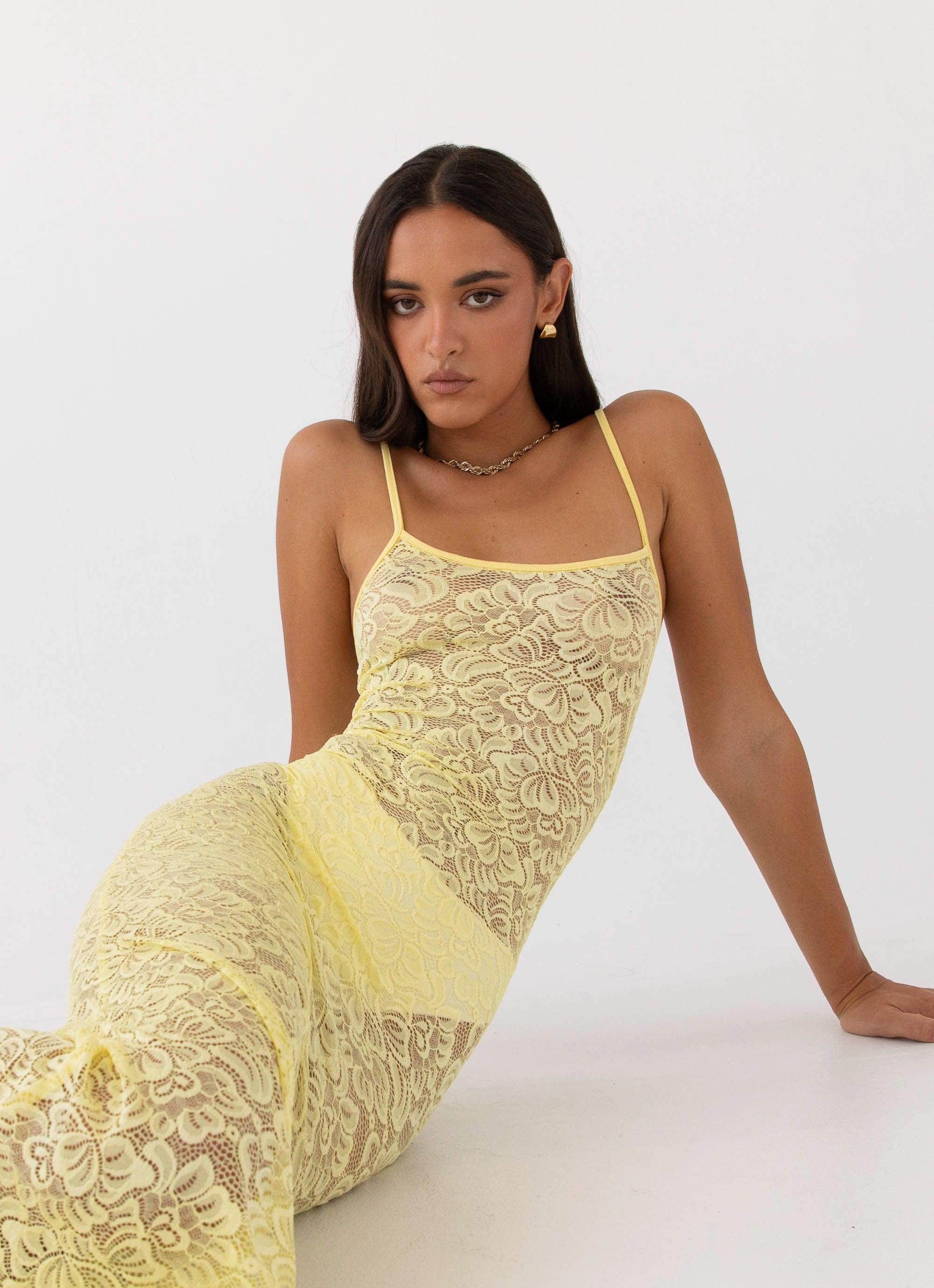 Leona Lace Maxi Dress - Canary Product Image