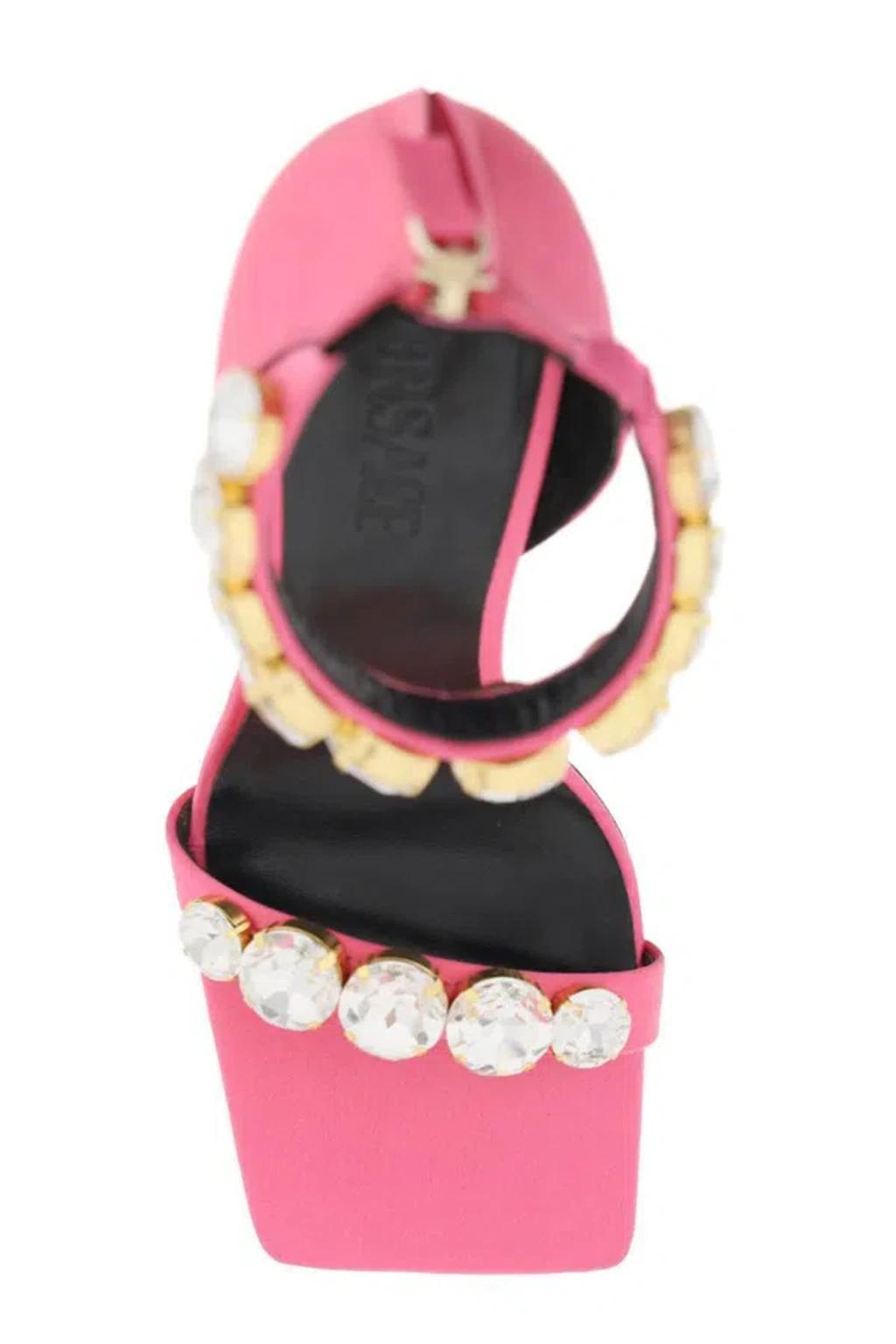 Embellished 125mm Square-toe Sandals In Flamingo  Gold (pink) Product Image