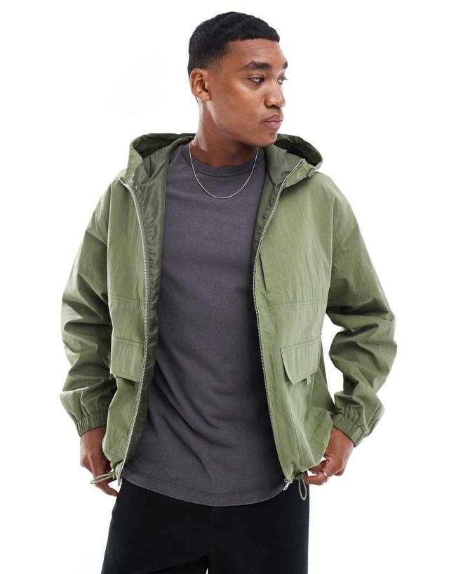 ASOS DESIGN windbreaker jacket in khaki Product Image