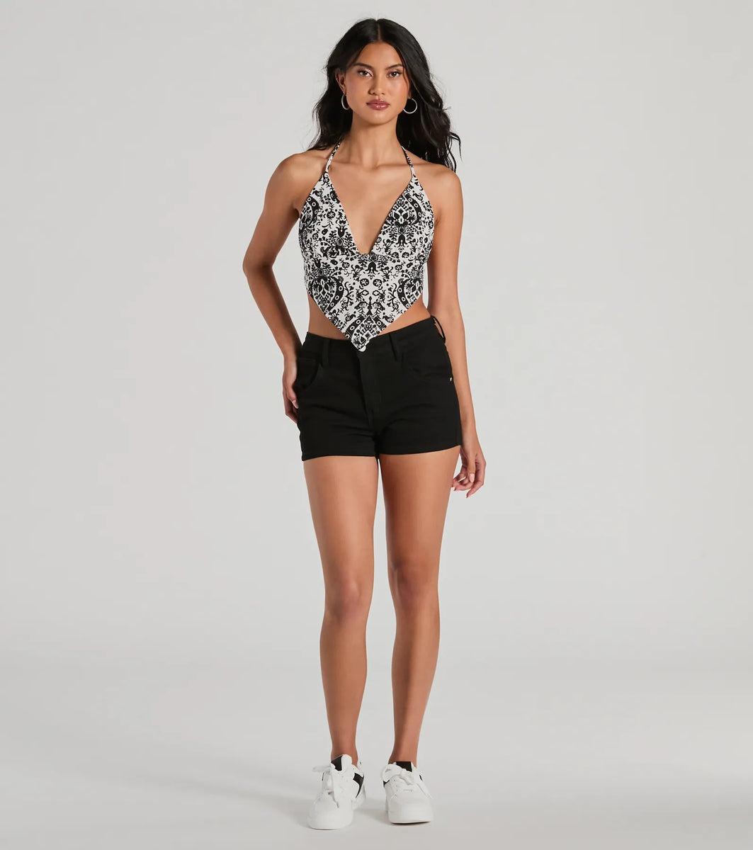 Sun-Soaked Halter Open Back Paisley Crop Top product image