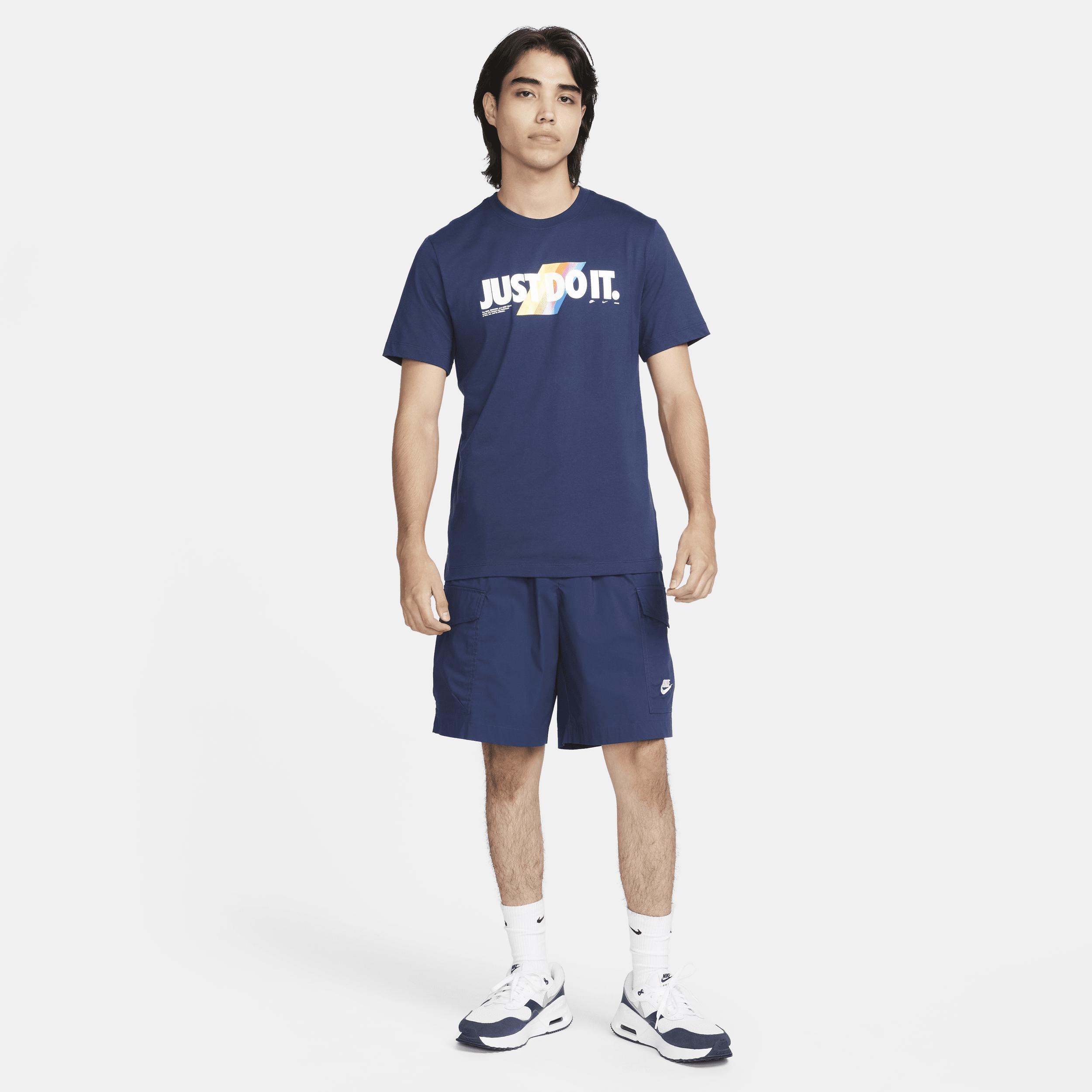 Mens Nike Sportswear Color Stripes Just Do It Graphic Tee Black Navy Product Image